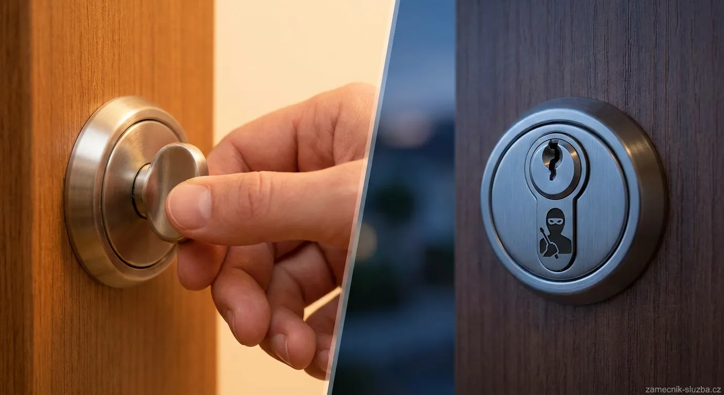 Bezpečnostní vložka s knoflíkem na vstupních dveřích